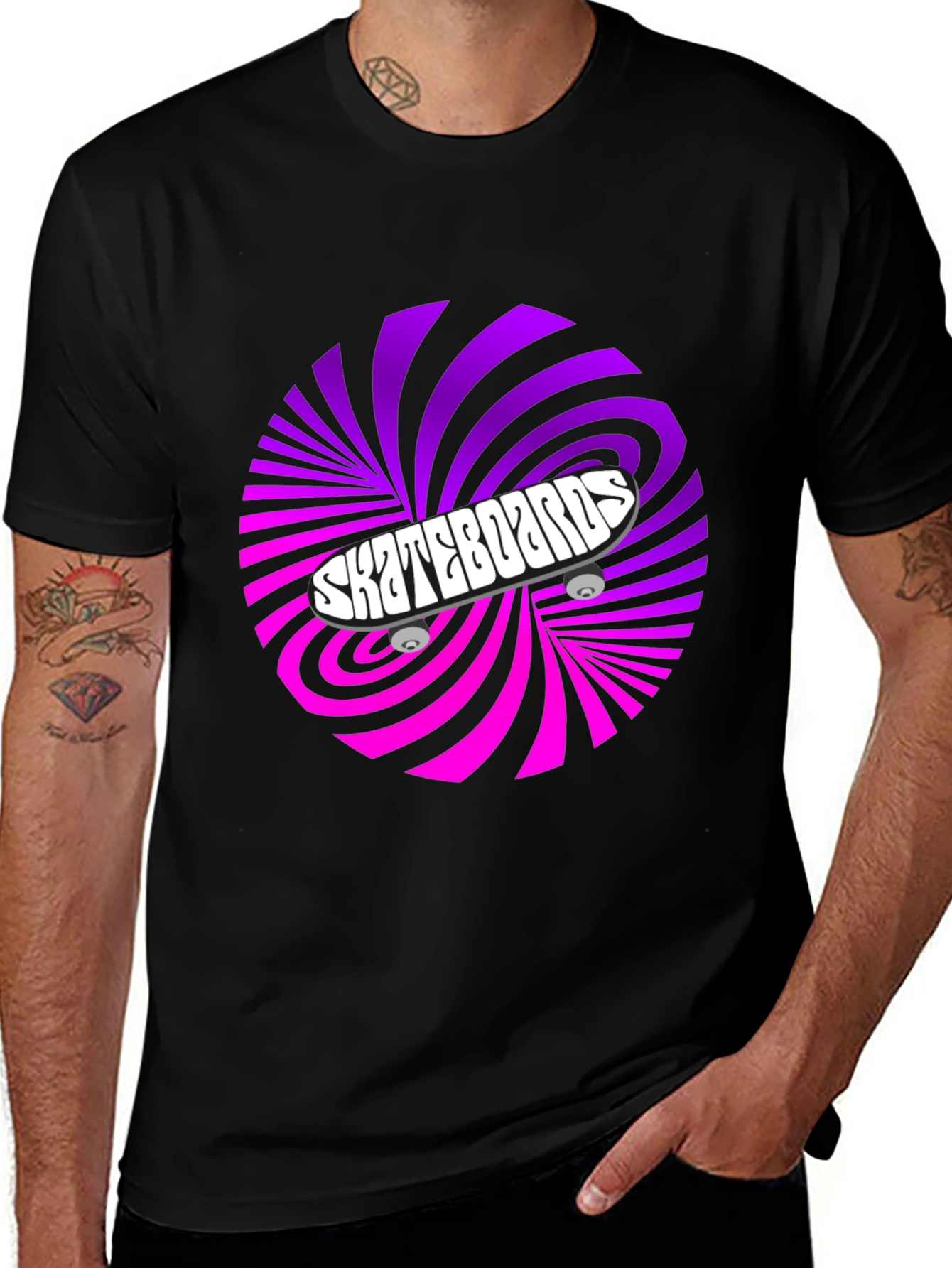 Skateboards Graphic T-Shirt - Retro Swirl Design