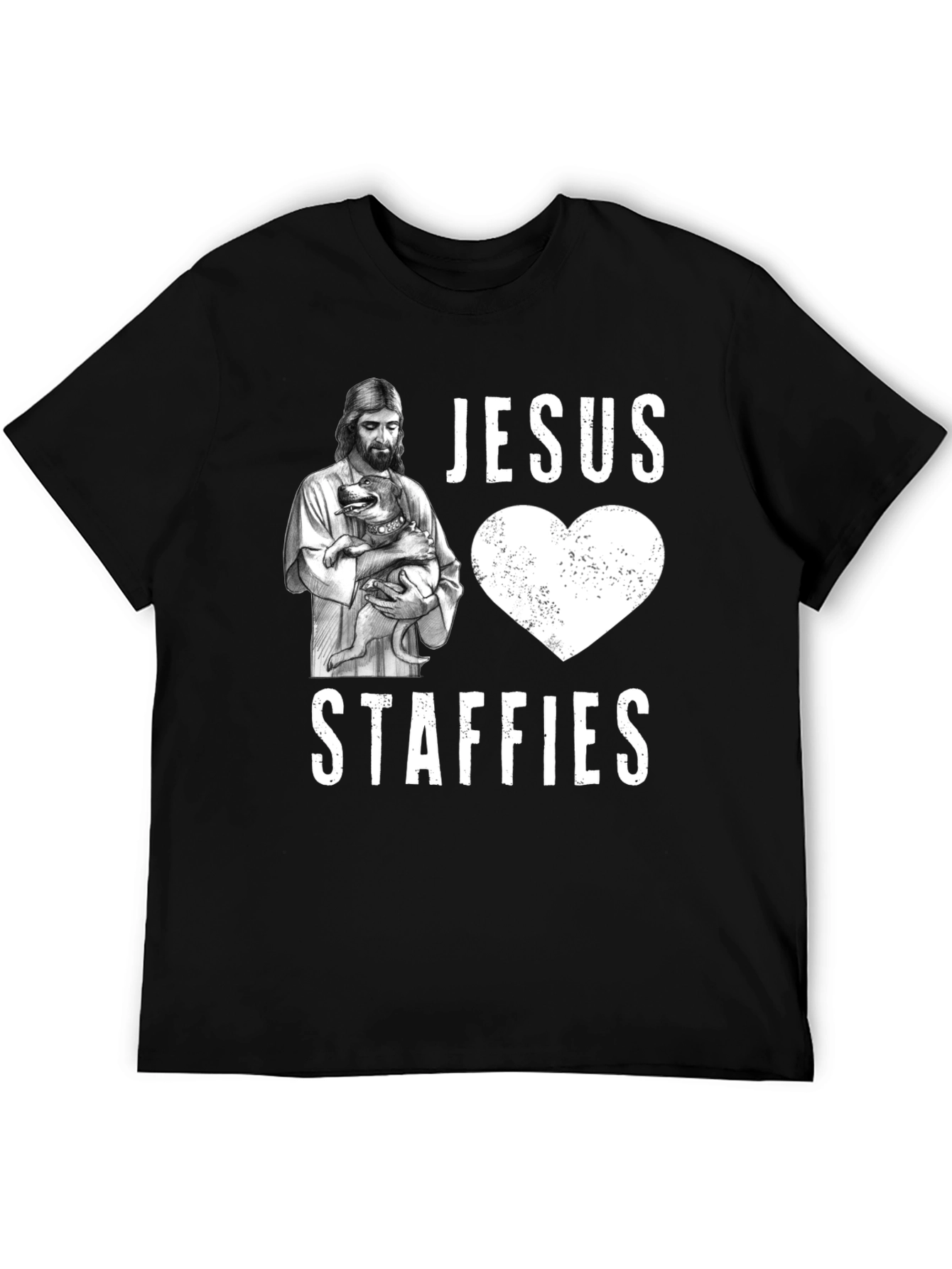 Jesus Loves Staffies T-Shirt - Funny Dog Lover Tee
