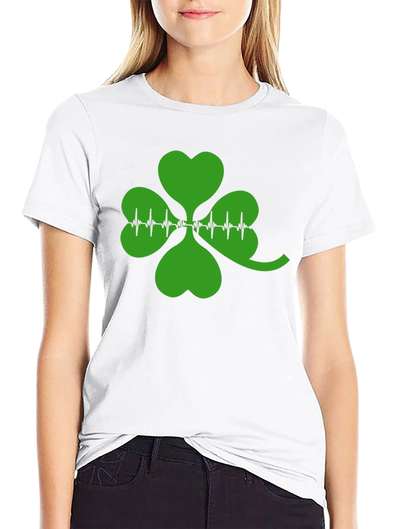 St. Patricks Day Shamrock Heartbeat T-Shirt