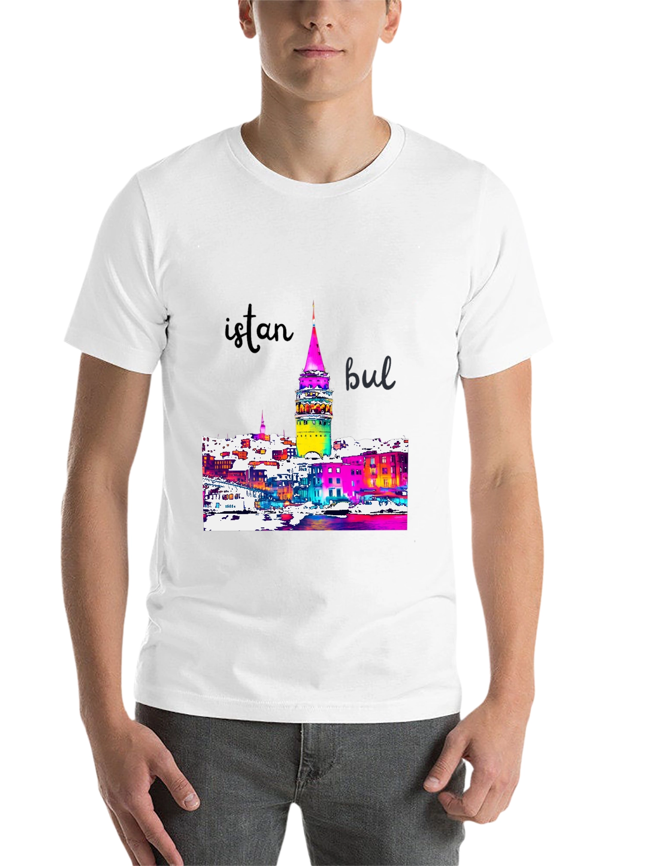 Istanbul Galata Tower Graphic Tee - Mens Black T-Shirt