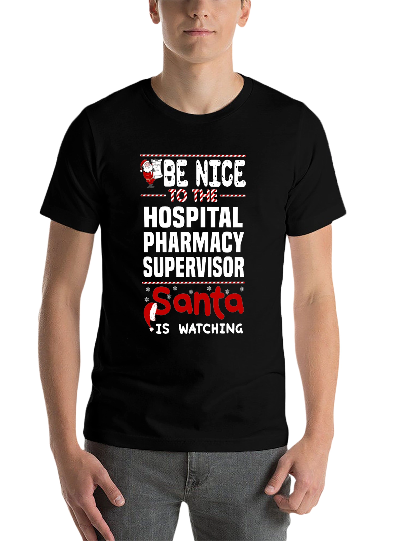 Hospital Pharmacy Supervisor Santa Holiday T-Shirt