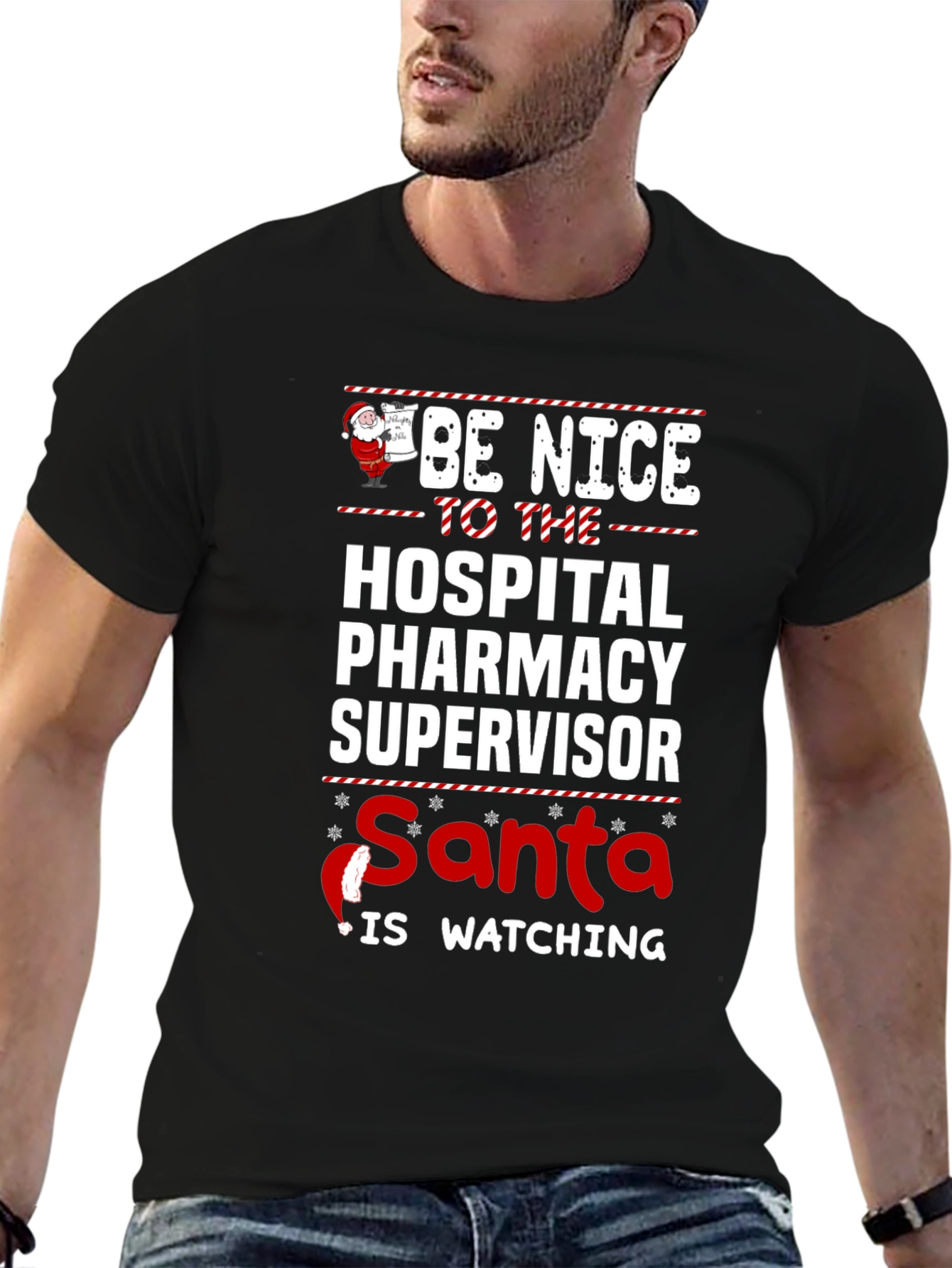 Hospital Pharmacy Supervisor Santa Holiday T-Shirt