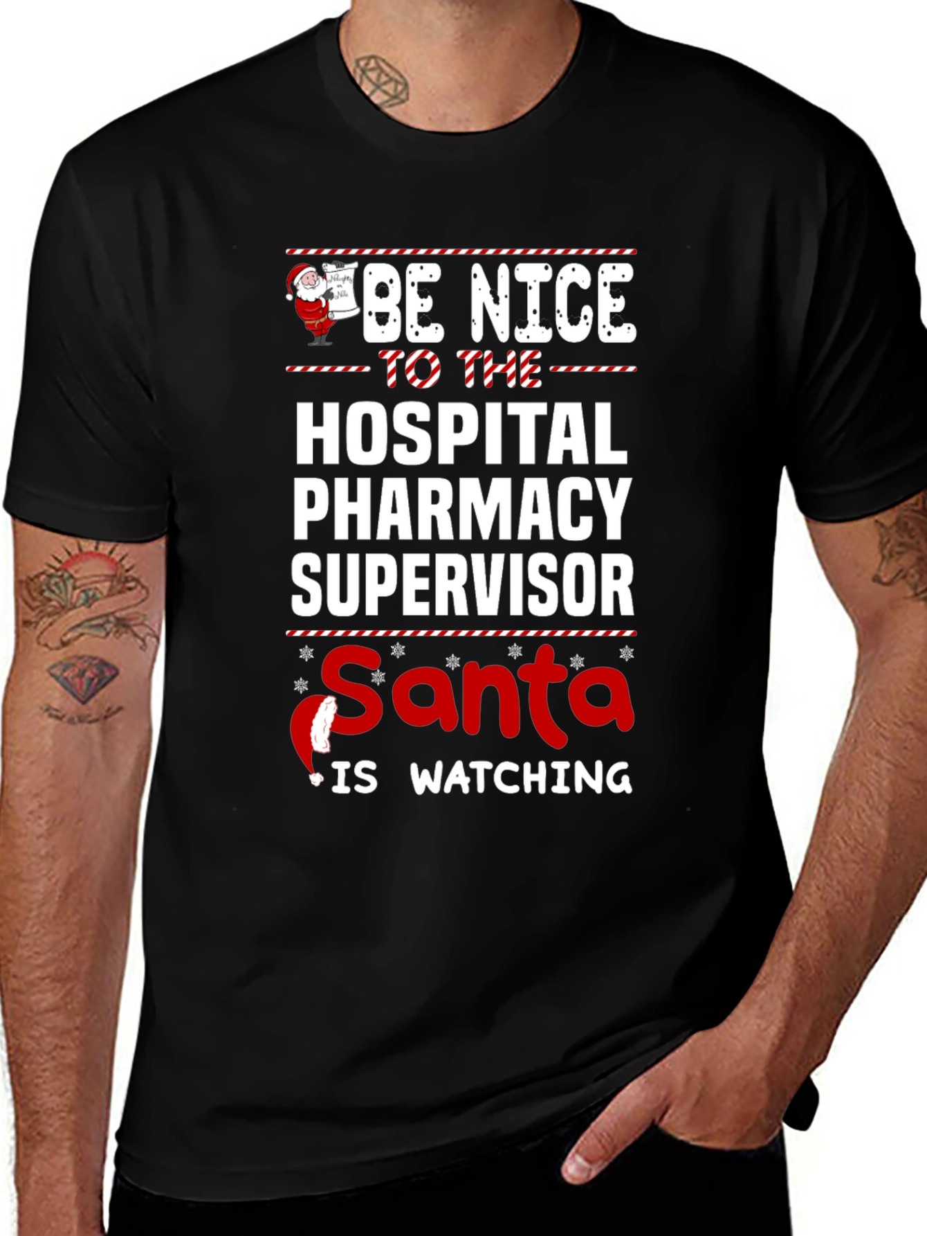 Hospital Pharmacy Supervisor Santa Holiday T-Shirt