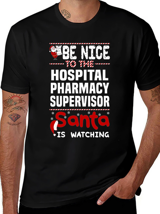 Hospital Pharmacy Supervisor Santa Holiday T-Shirt