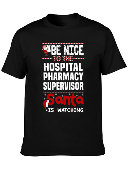 Hospital Pharmacy Supervisor Santa Holiday T-Shirt