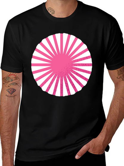Graphic Circle Tee - Pink Burst Design on Black
