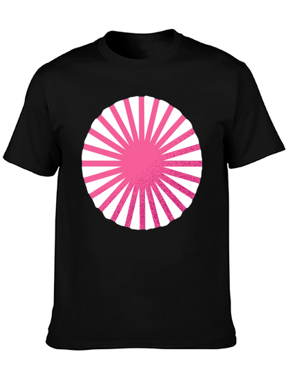 Graphic Circle Tee - Pink Burst Design on Black
