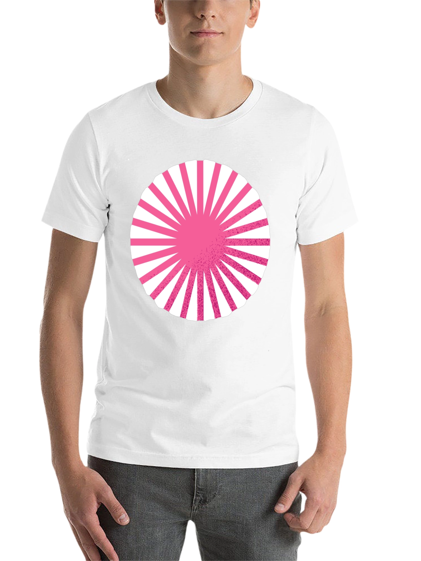 Graphic Circle Tee - Pink Burst Design on Black