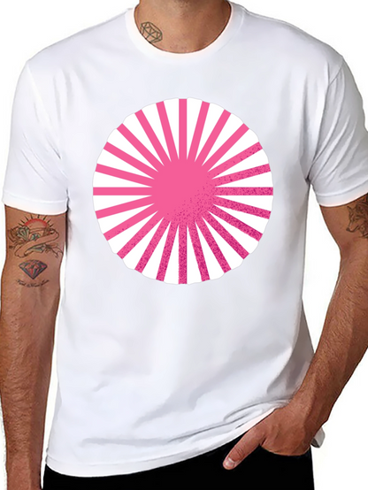 Graphic Circle Tee - Pink Burst Design on Black