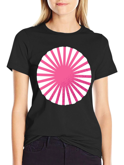 Graphic Circle Tee - Pink Burst Design on Black