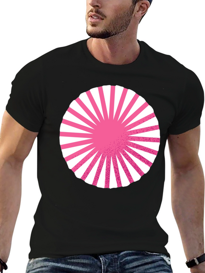 Graphic Circle Tee - Pink Burst Design on Black