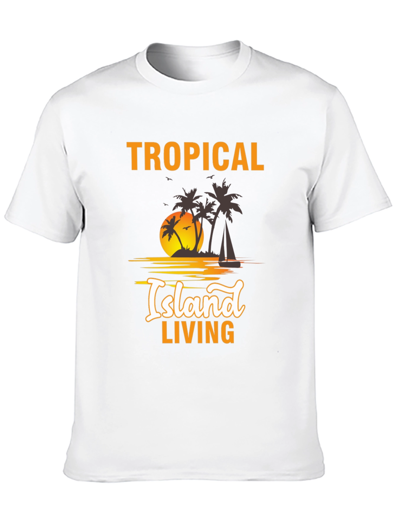 Tropical Island Living Black Graphic Tee