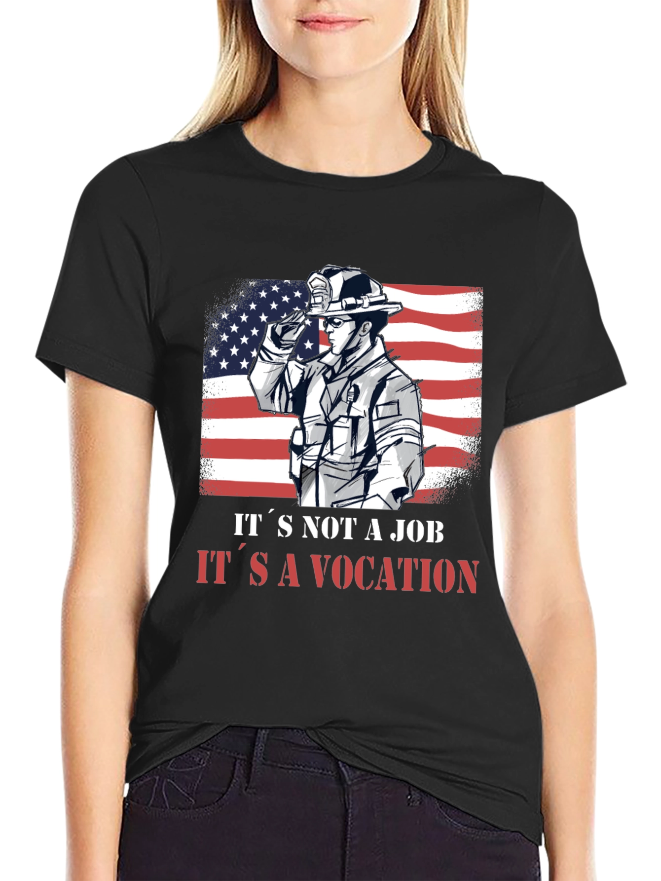 Firefighter Vocation Graphic Tee - Patriotic Design