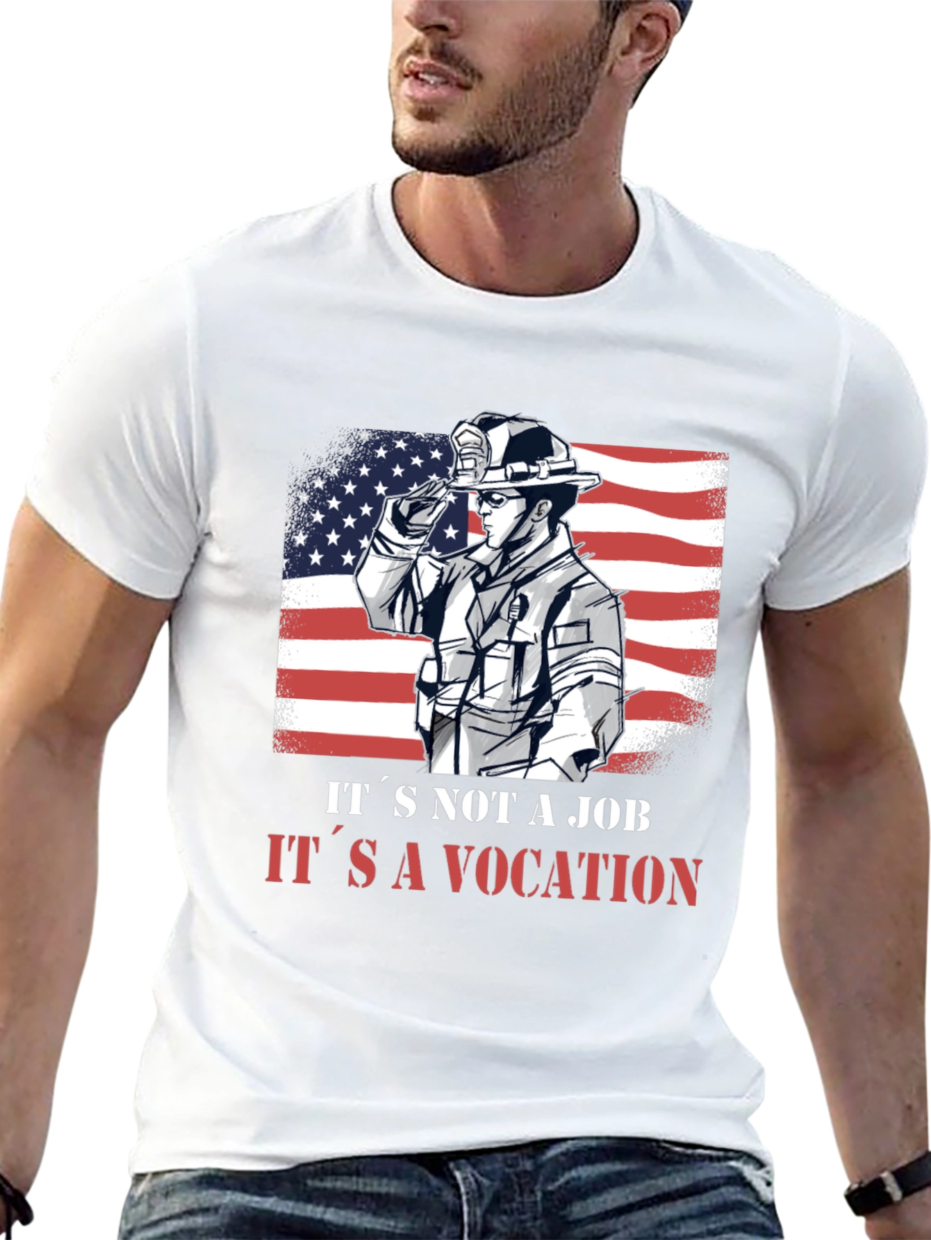 Firefighter Vocation Graphic Tee - Patriotic Design