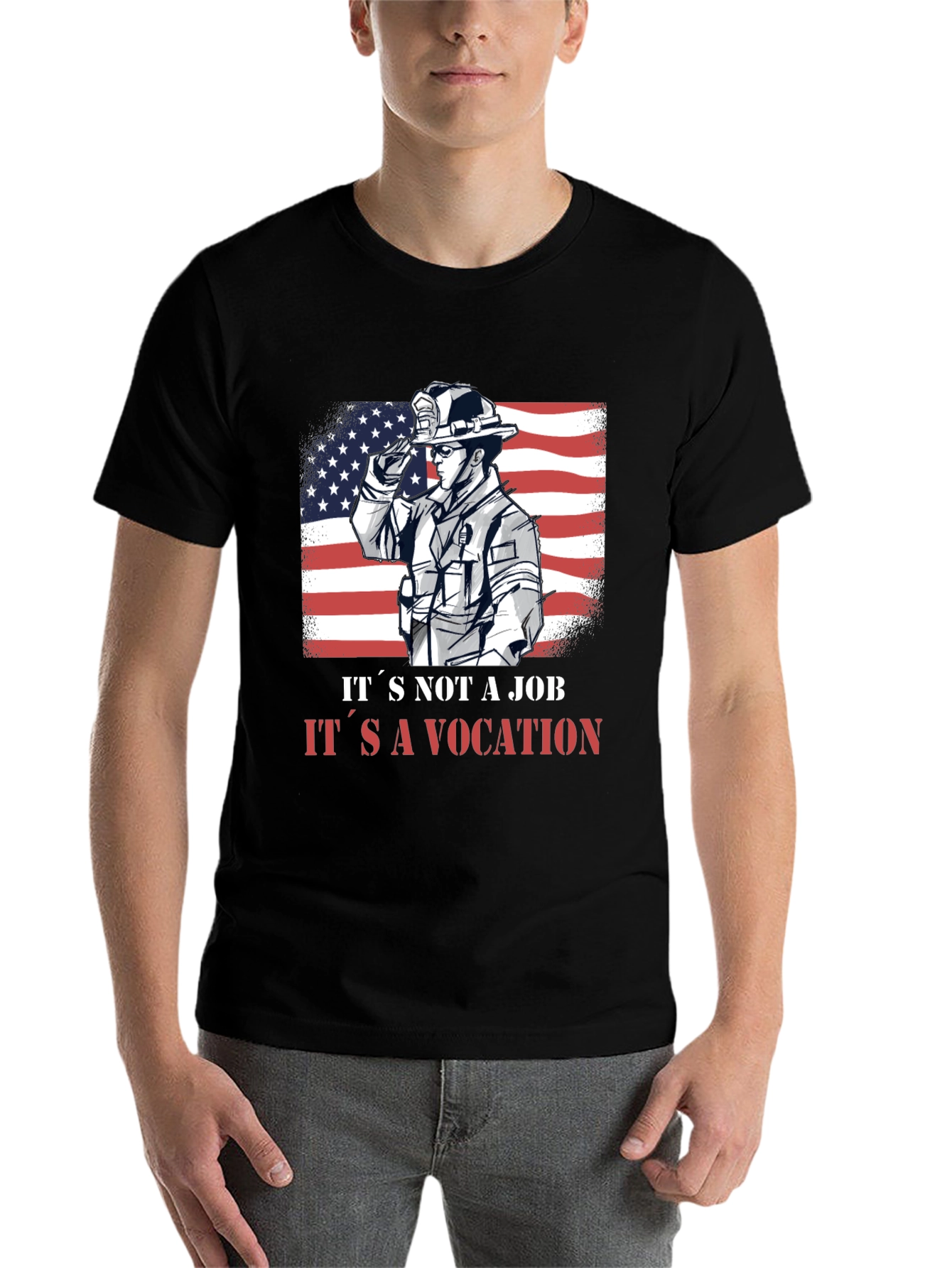 Firefighter Vocation Graphic Tee - Patriotic Design