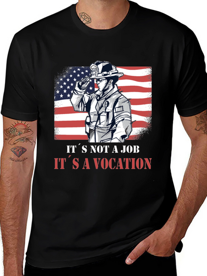 Firefighter Vocation Graphic Tee - Patriotic Design