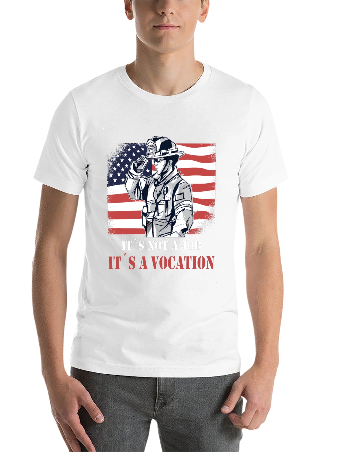 Firefighter Vocation Graphic Tee - Patriotic Design