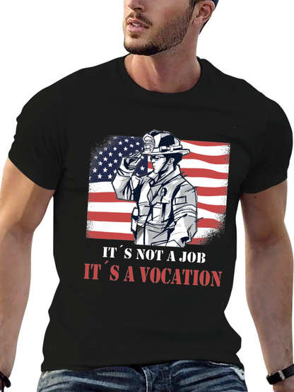 Firefighter Vocation Graphic Tee - Patriotic Design