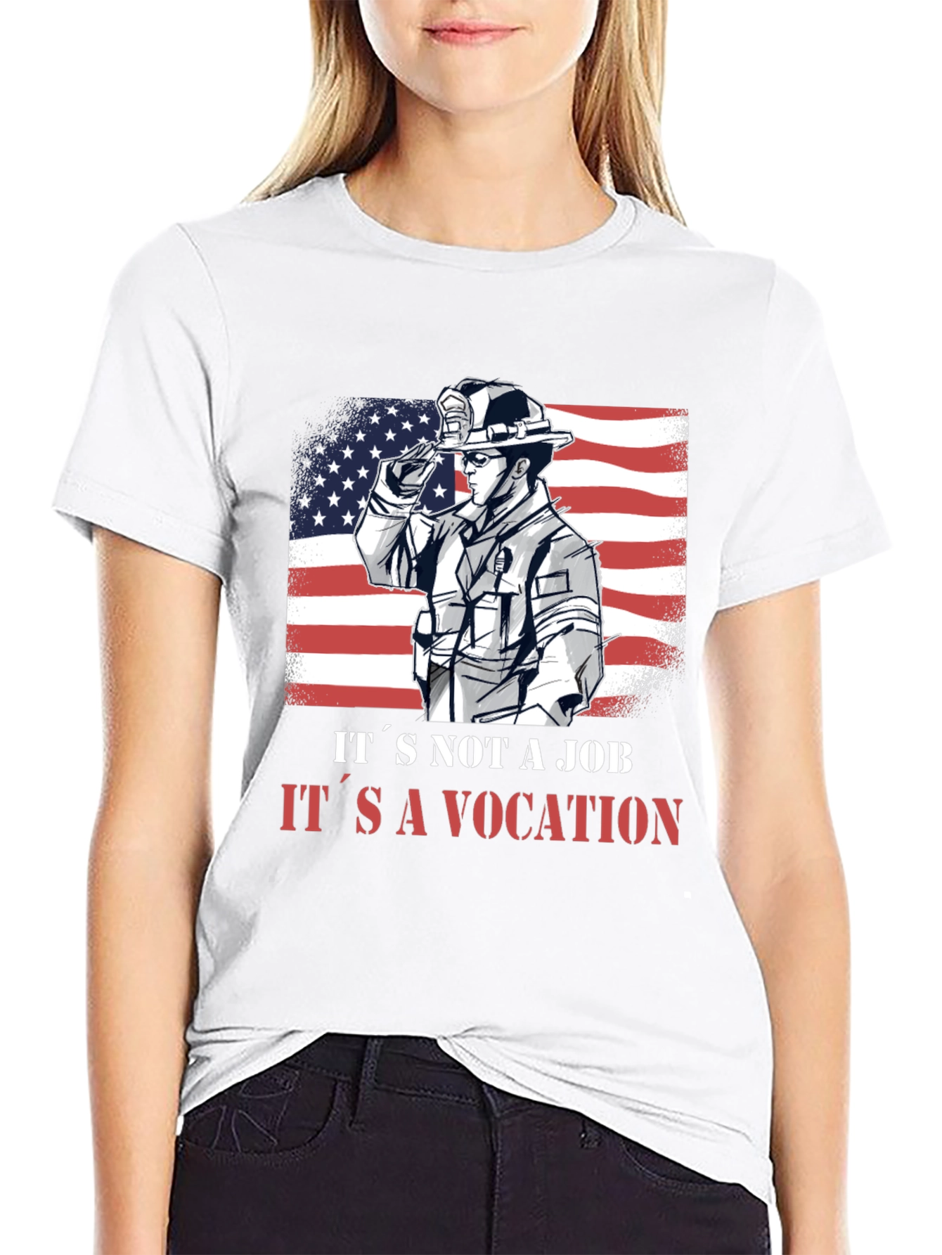 Firefighter Vocation Graphic Tee - Patriotic Design