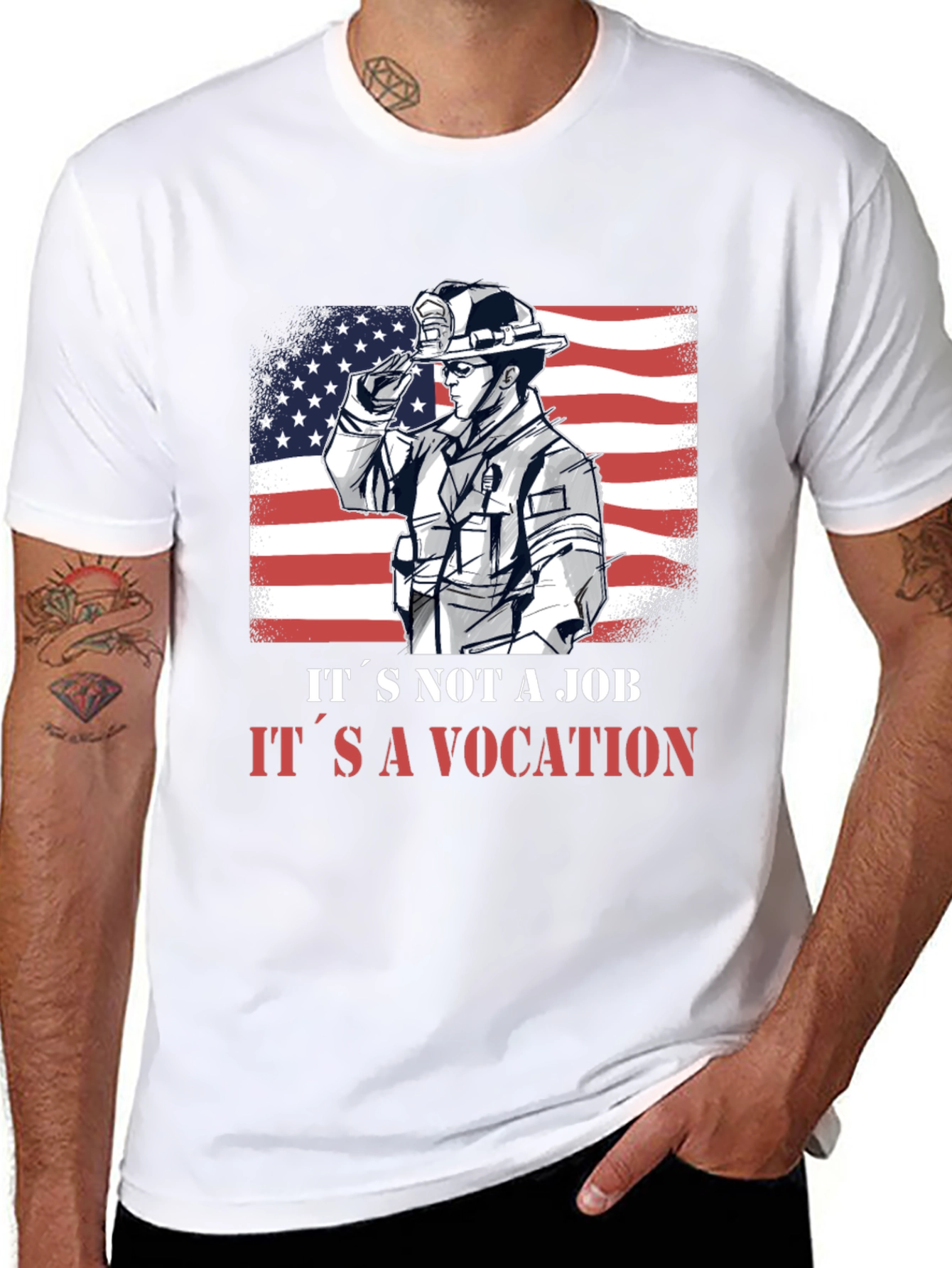 Firefighter Vocation Graphic Tee - Patriotic Design