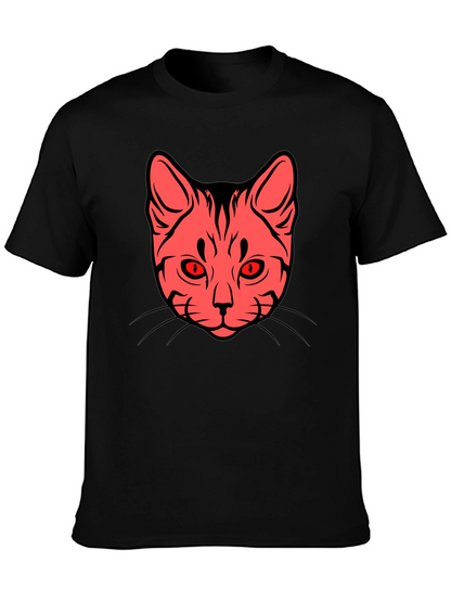 Cat Face Graphic Tee - Stylish Black T-Shirt
