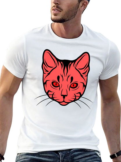 Cat Face Graphic Tee - Stylish Black T-Shirt