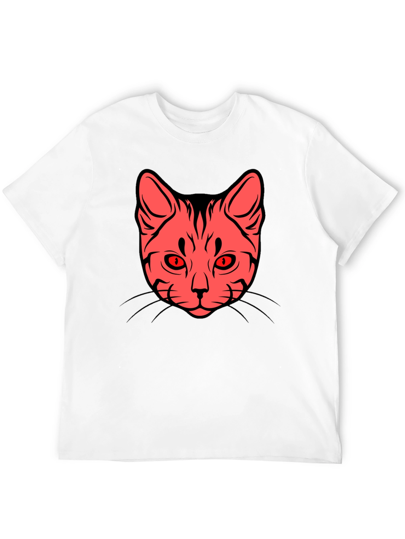Cat Face Graphic Tee - Stylish Black T-Shirt