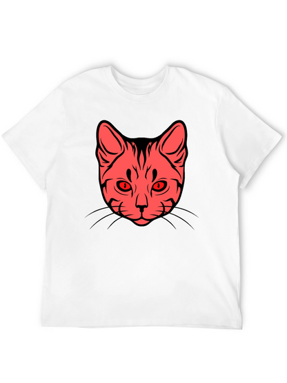 Cat Face Graphic Tee - Stylish Black T-Shirt