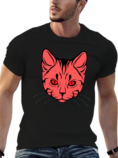 Cat Face Graphic Tee - Stylish Black T-Shirt