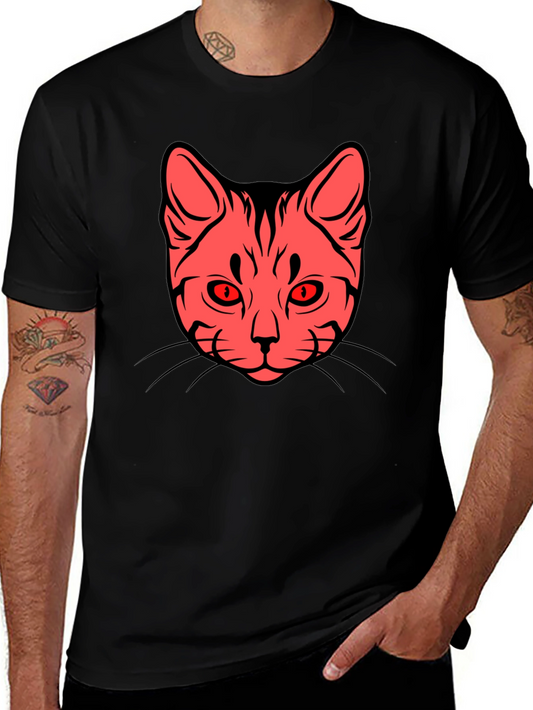 Cat Face Graphic Tee - Stylish Black T-Shirt