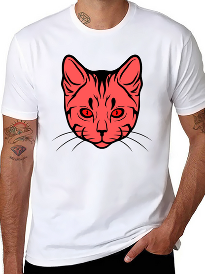 Cat Face Graphic Tee - Stylish Black T-Shirt