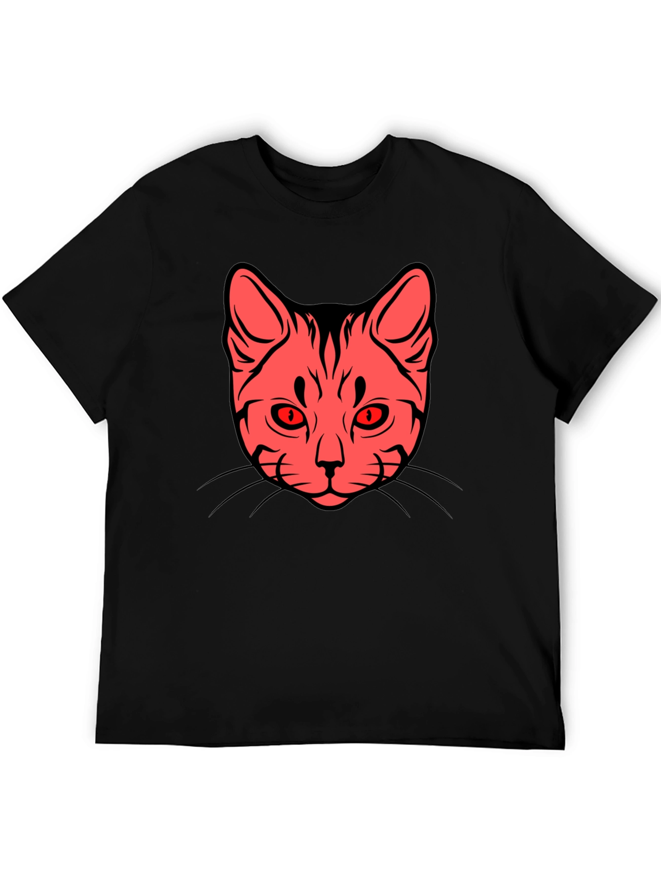 Cat Face Graphic Tee - Stylish Black T-Shirt