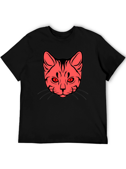 Cat Face Graphic Tee - Stylish Black T-Shirt