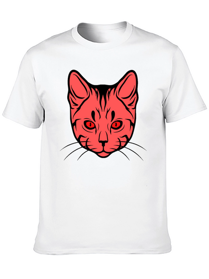 Cat Face Graphic Tee - Stylish Black T-Shirt