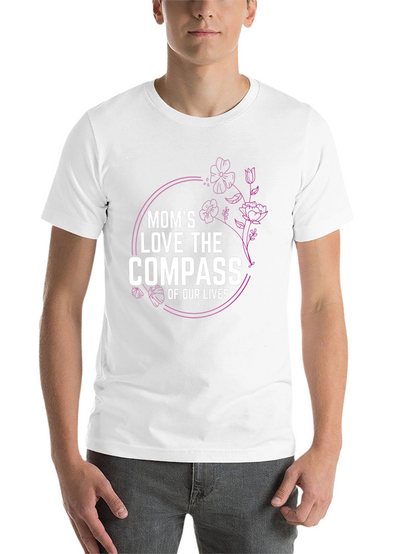 Moms Love Compass T-Shirt Floral Design Black Tee