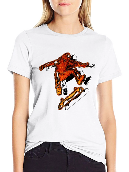 Fiery Skater Graphic Tee - Black Cotton T-Shirt