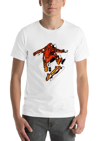 Fiery Skater Graphic Tee - Black Cotton T-Shirt