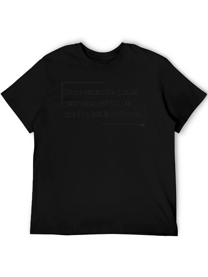 French Quote Graphic Tee - Black Casual T-Shirt