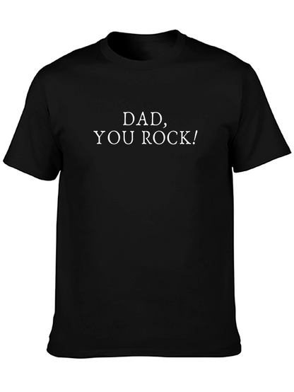 Dad You Rock! Graphic Print Black T-Shirt