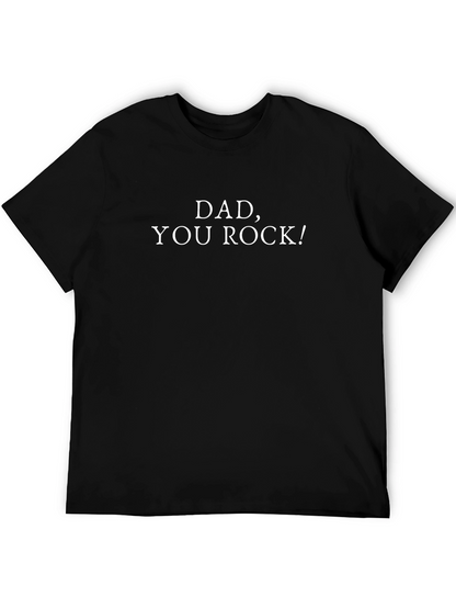 Dad You Rock! Graphic Print Black T-Shirt