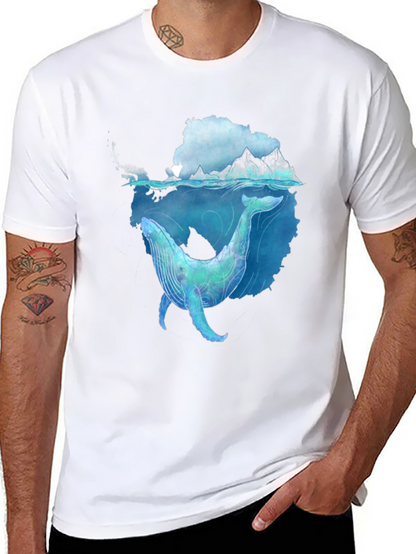 Whale Graphic Black Tee - Artistic Ocean Design