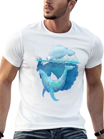 Whale Graphic Black Tee - Artistic Ocean Design