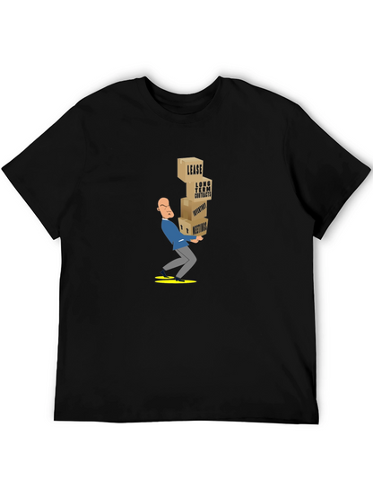 Black T-Shirt with Stressed Business Cartoon