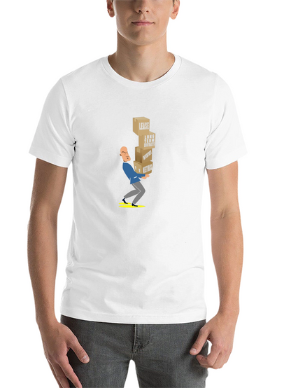 Black T-Shirt with Stressed Business Cartoon