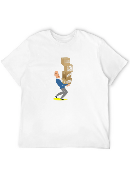 Black T-Shirt with Stressed Business Cartoon