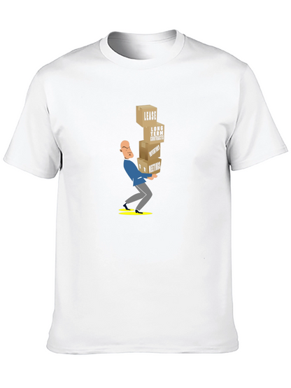Black T-Shirt with Stressed Business Cartoon