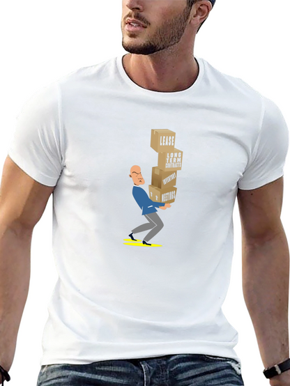 Black T-Shirt with Stressed Business Cartoon