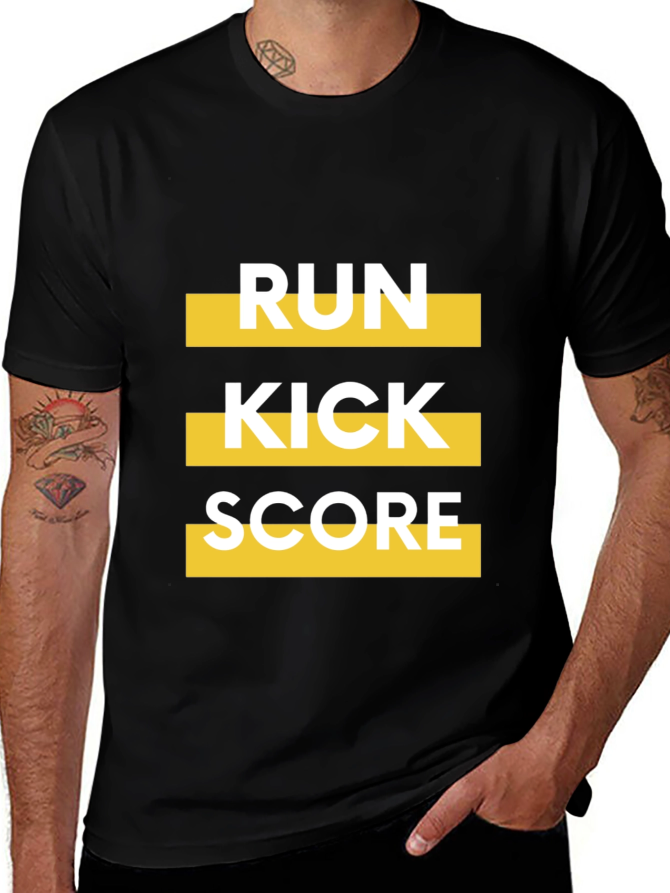 Run Kick Score Black Graphic Tee