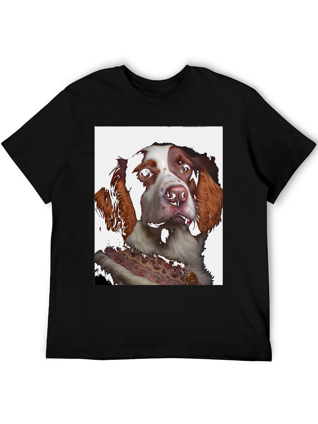 Dog Portrait Graphic Tee - Black Cotton Shirt