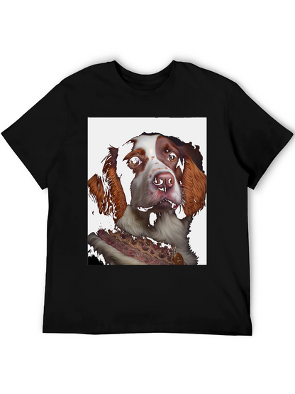 Dog Portrait Graphic Tee - Black Cotton Shirt